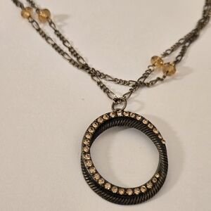 Vintage Y2k Double Circle Pendant Tiny Crystal Necklace 90s Y2k Grunge Boho
